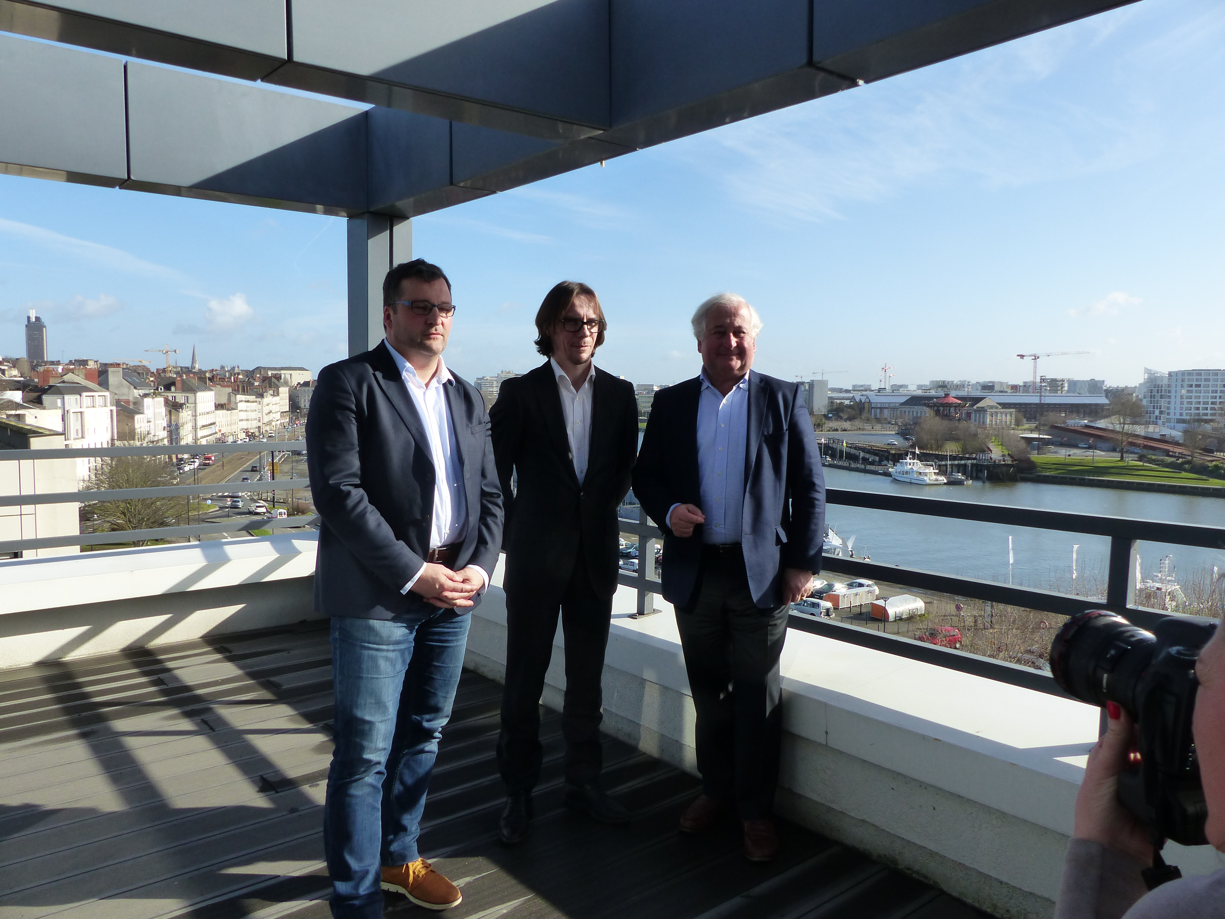 De gauche à droite : Jean-François Dauchel Président Club Hôtelier Nantes Métropole, Florent Daniel In Extenso et François-Xavier de Boüard, Vice-Président CCI Nantes St-Nazaire en charge du tourisme